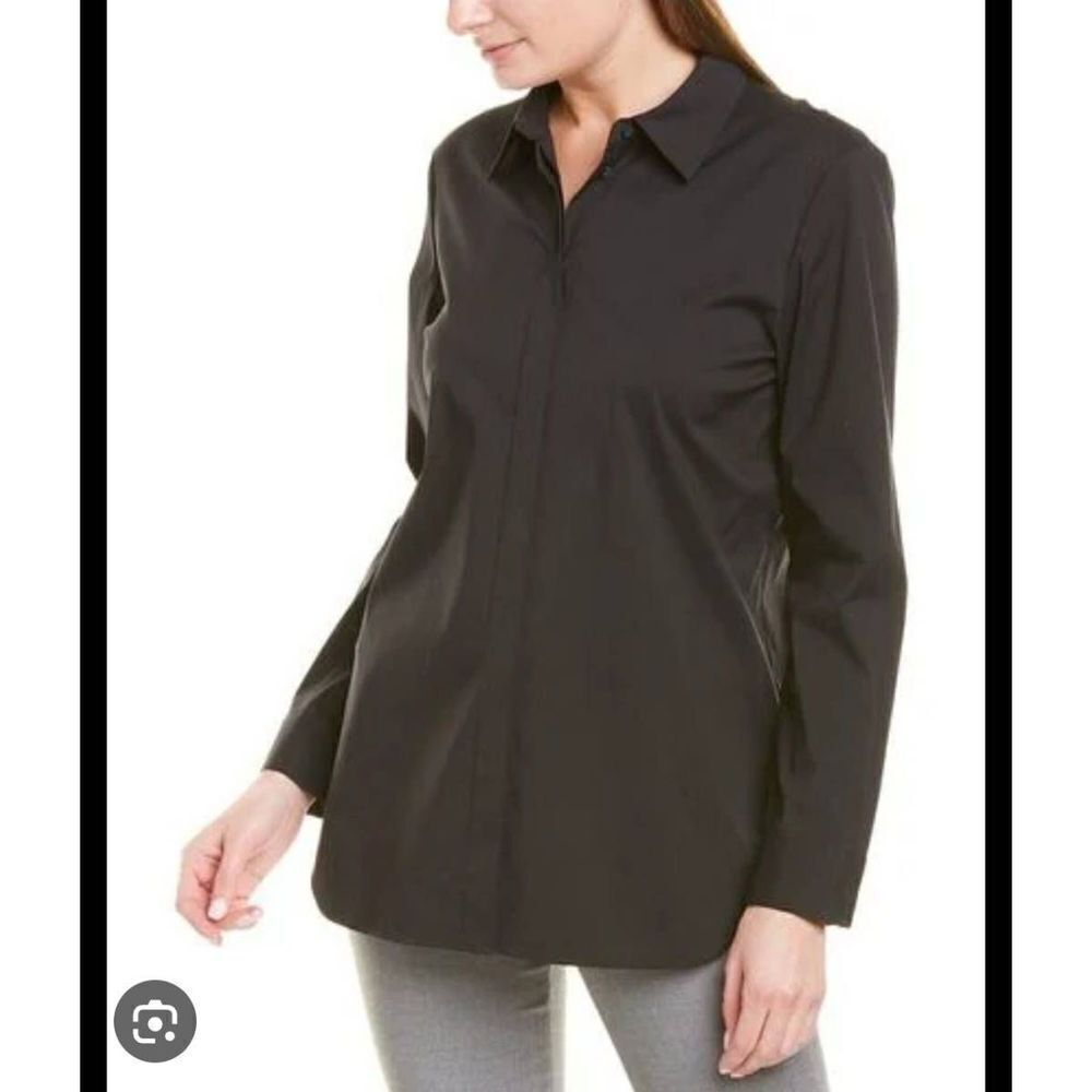 Lafayette 148 Button Down Cotton Shirt Size XS Black